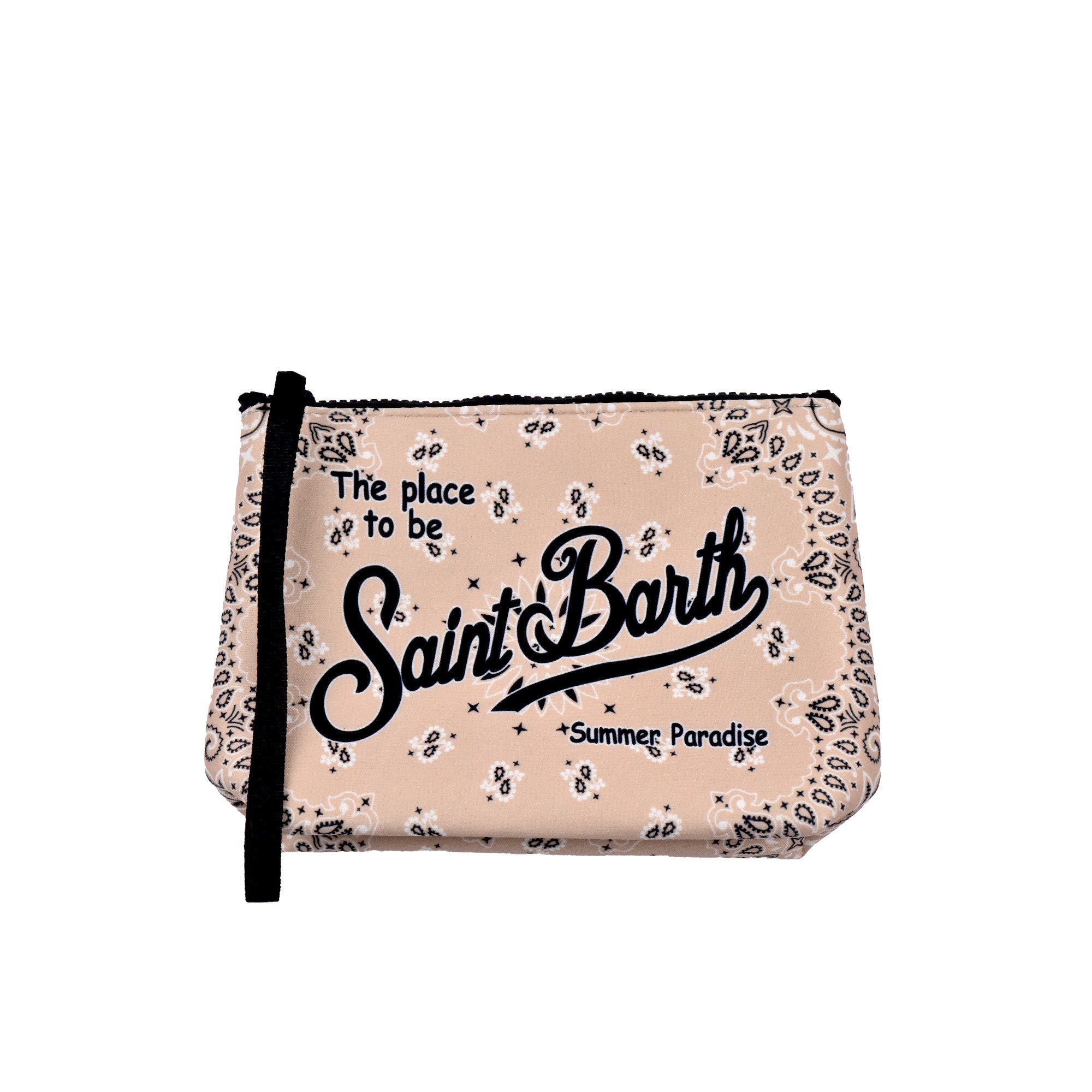 SAINT BARTH Pochette beige con motivo bandana bambini