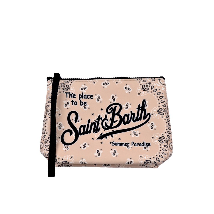 SAINT BARTH Pochette beige con motivo bandana bambini