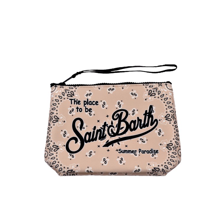 SAINT BARTH Pochette beige con motivo bandana bambini