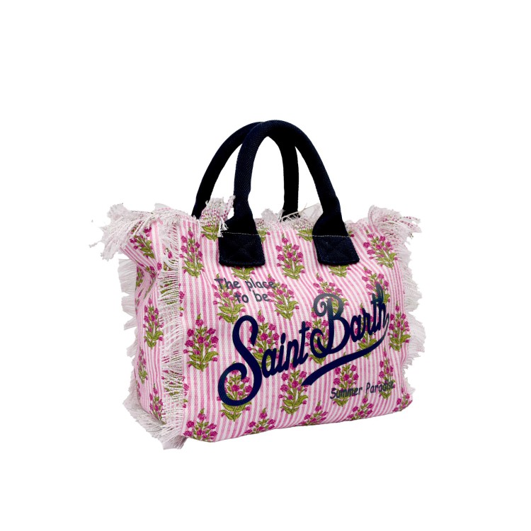 SAINT BARTH Borsa Colette rosa a righe con fiori bambina