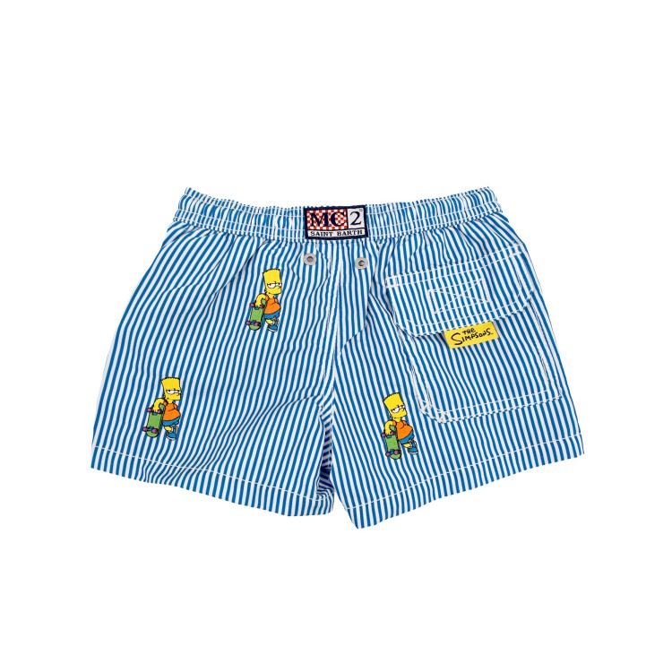 SAINT BARTH Costume a righe azzurre Bart bambino