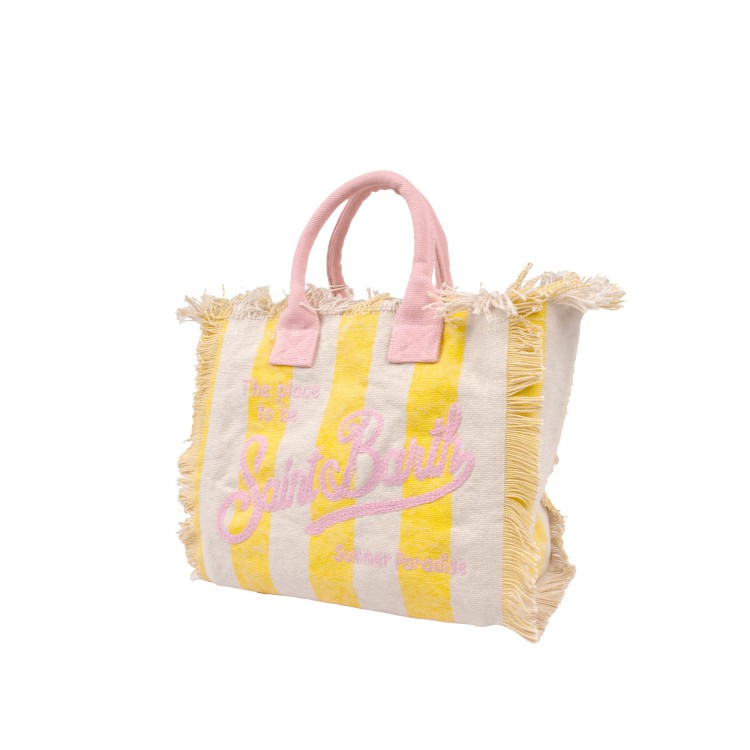 SAINT BARTH Borsa Colette gialla e rosa a righe bambina