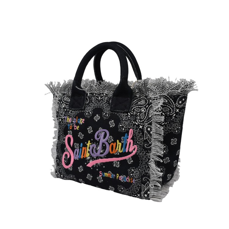 SAINT BARTH Borsa Colette nera bandana con logo arcobaleno bambina
