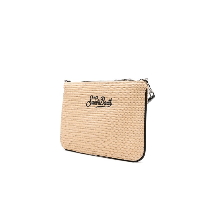 SAINT BARTH Pochette in paglia con profili neri bambina