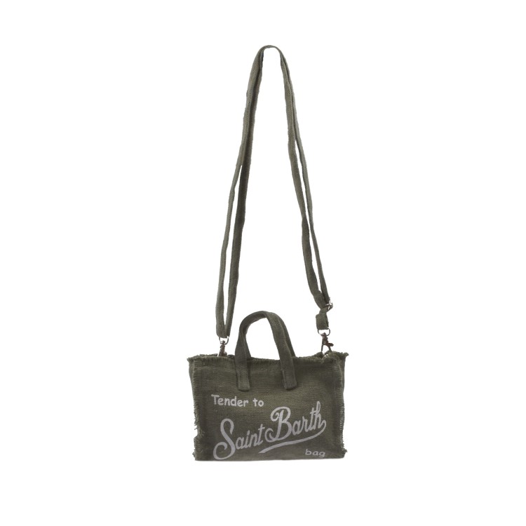 SAINT BARTH Borsa per telefono verde militare in lino bambina