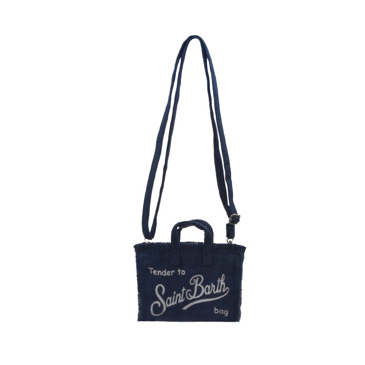 SAINT BARTH Borsa per telefono blu navy in lino bambina