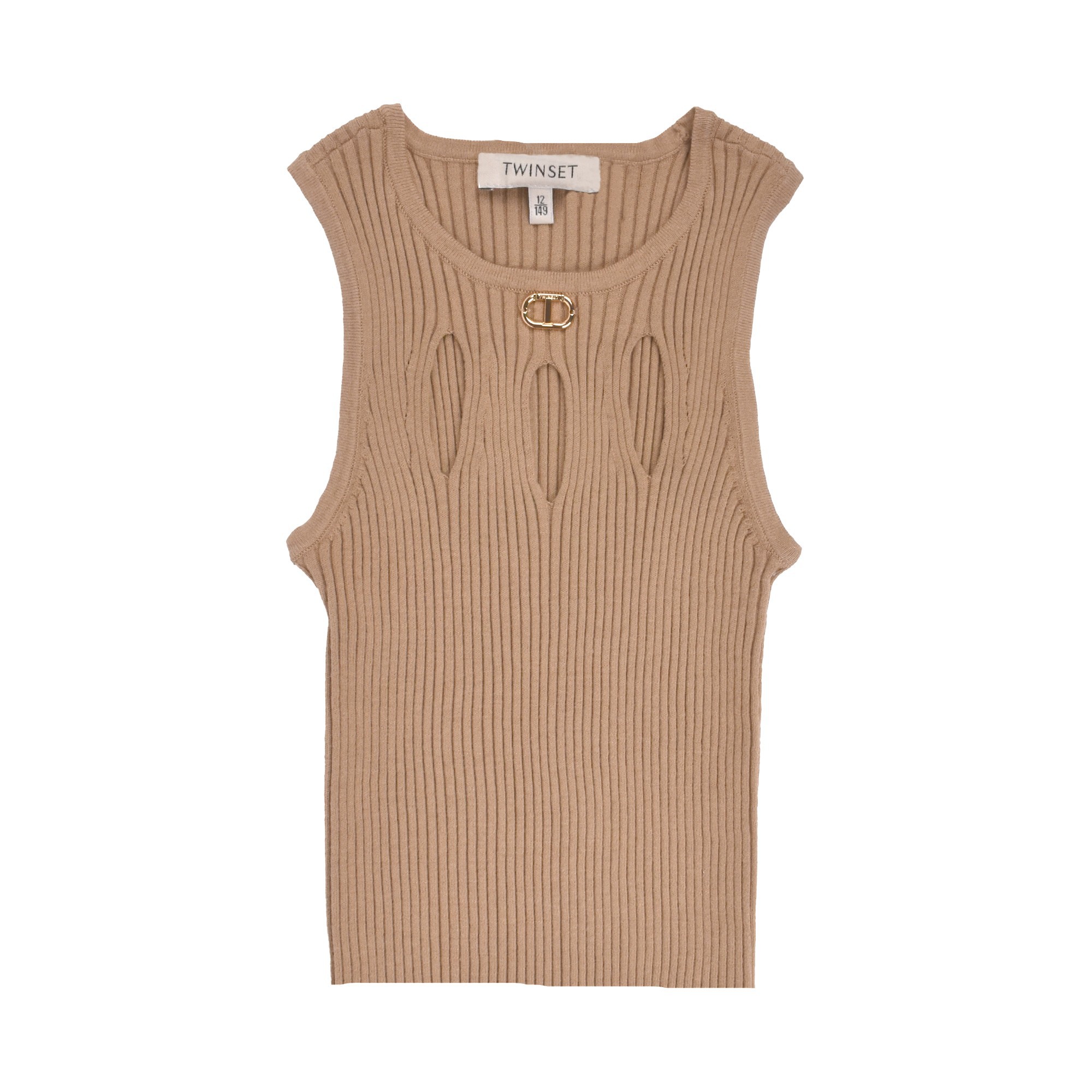 TWIN-SET Top sabbia smanicato dettaglio cut-out bambina