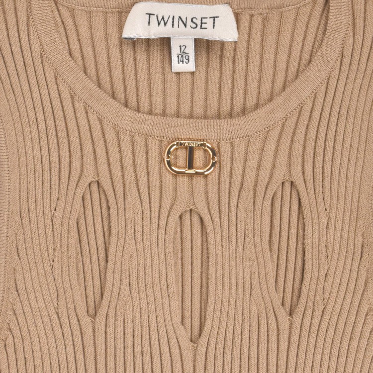 TWIN-SET Top sabbia smanicato dettaglio cut-out bambina