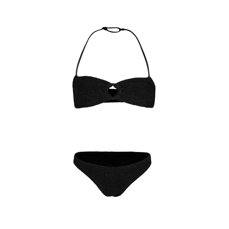 SAINT BARTH Bikini nero arricciato bambina