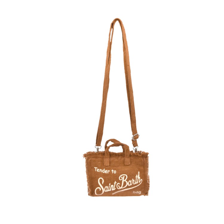 SAINT BARTH Borsa per telefono marrone in lino bambina