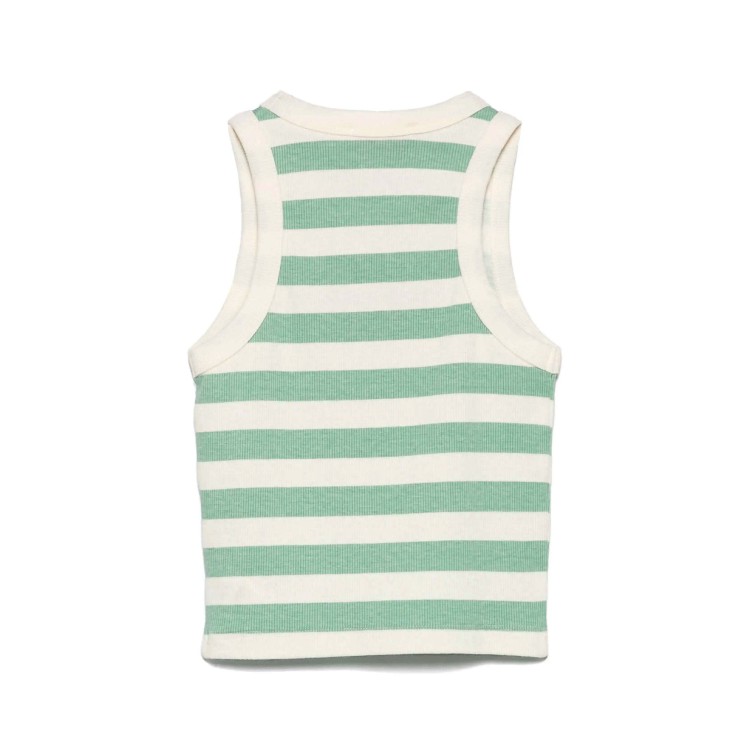 SAINT BARTH Canotta a righe verdi con logo ricamato bambina