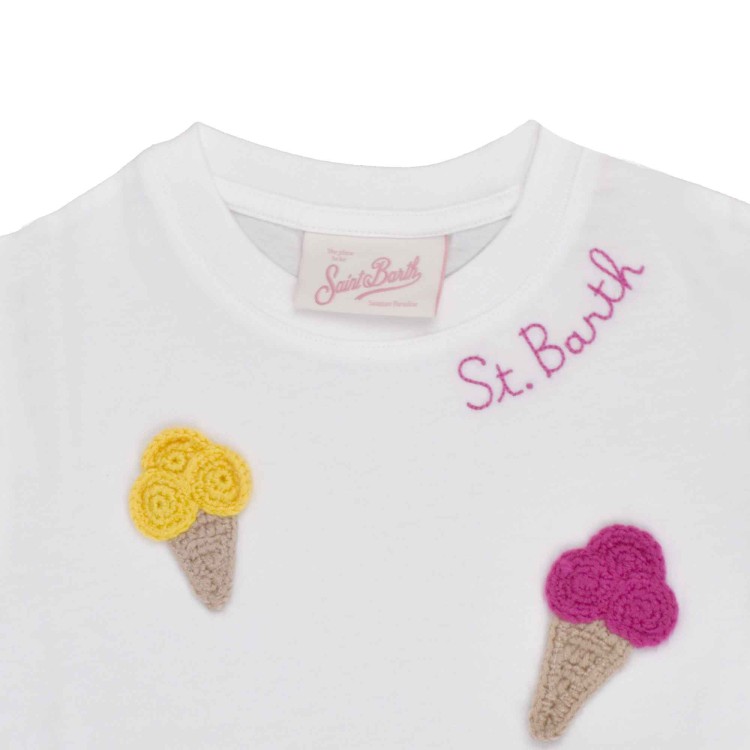 SAINT BARTH Abito bianco con gelatini crochet bambina