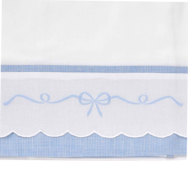 MARLU' Set lenzuolino bianco e celeste neonato