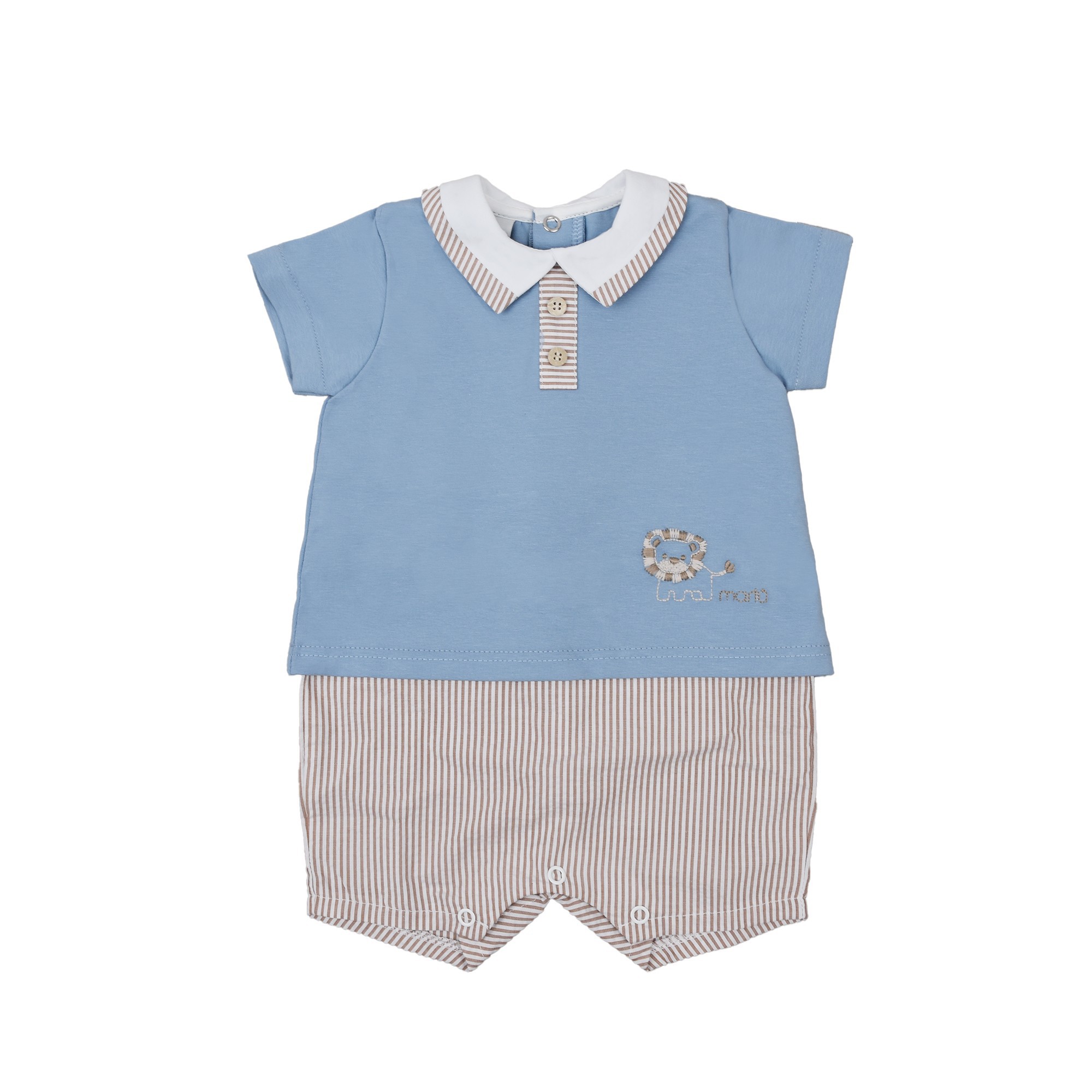 MARLU' Tutina azzurra e beige leoncino neonato