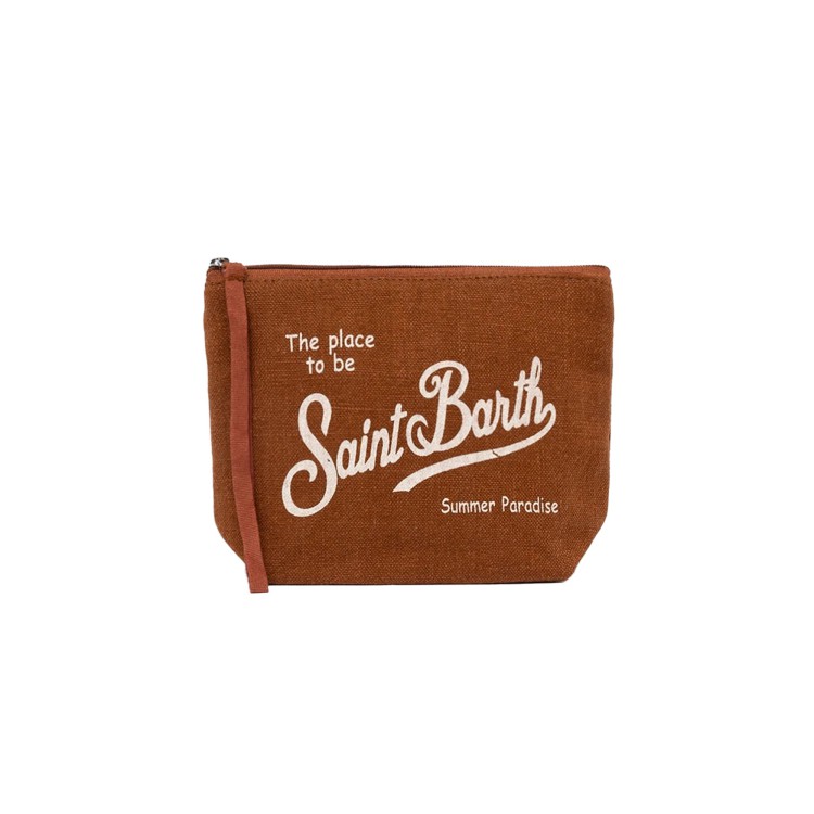 SAINT BARTH Pochette marrone in lino bambini