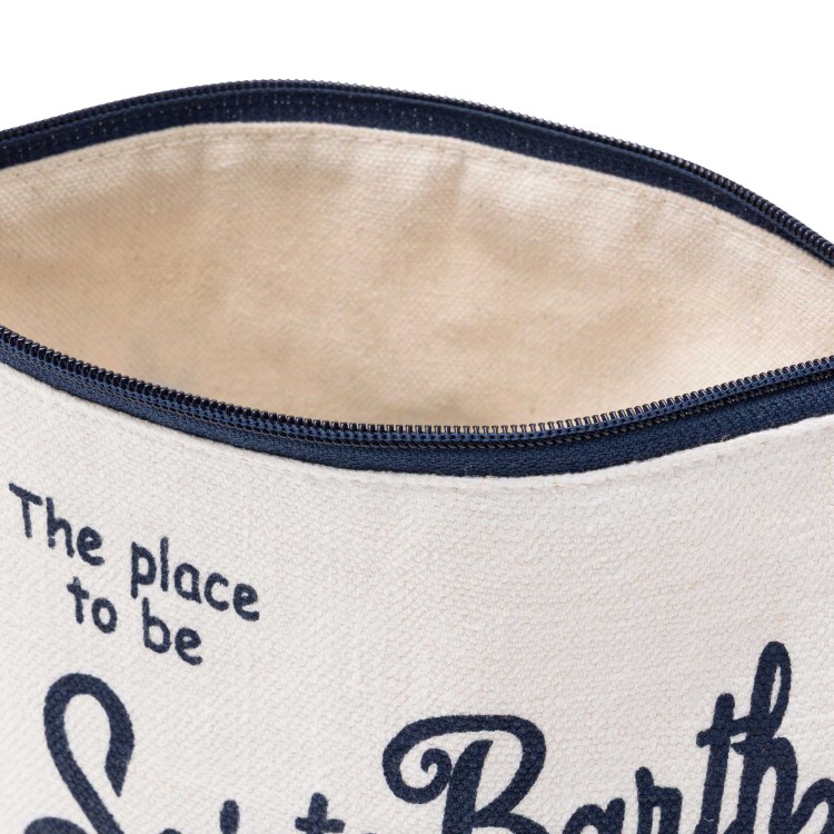 SAINT BARTH Pochette bianca e blu in lino bambini