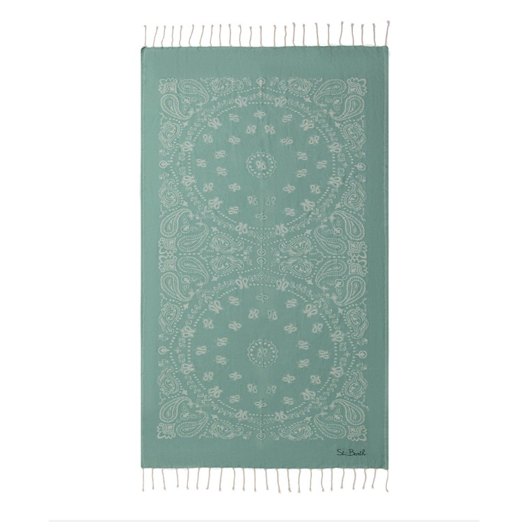 SAINT BARTH Telo mare verde salvia paisley bambini