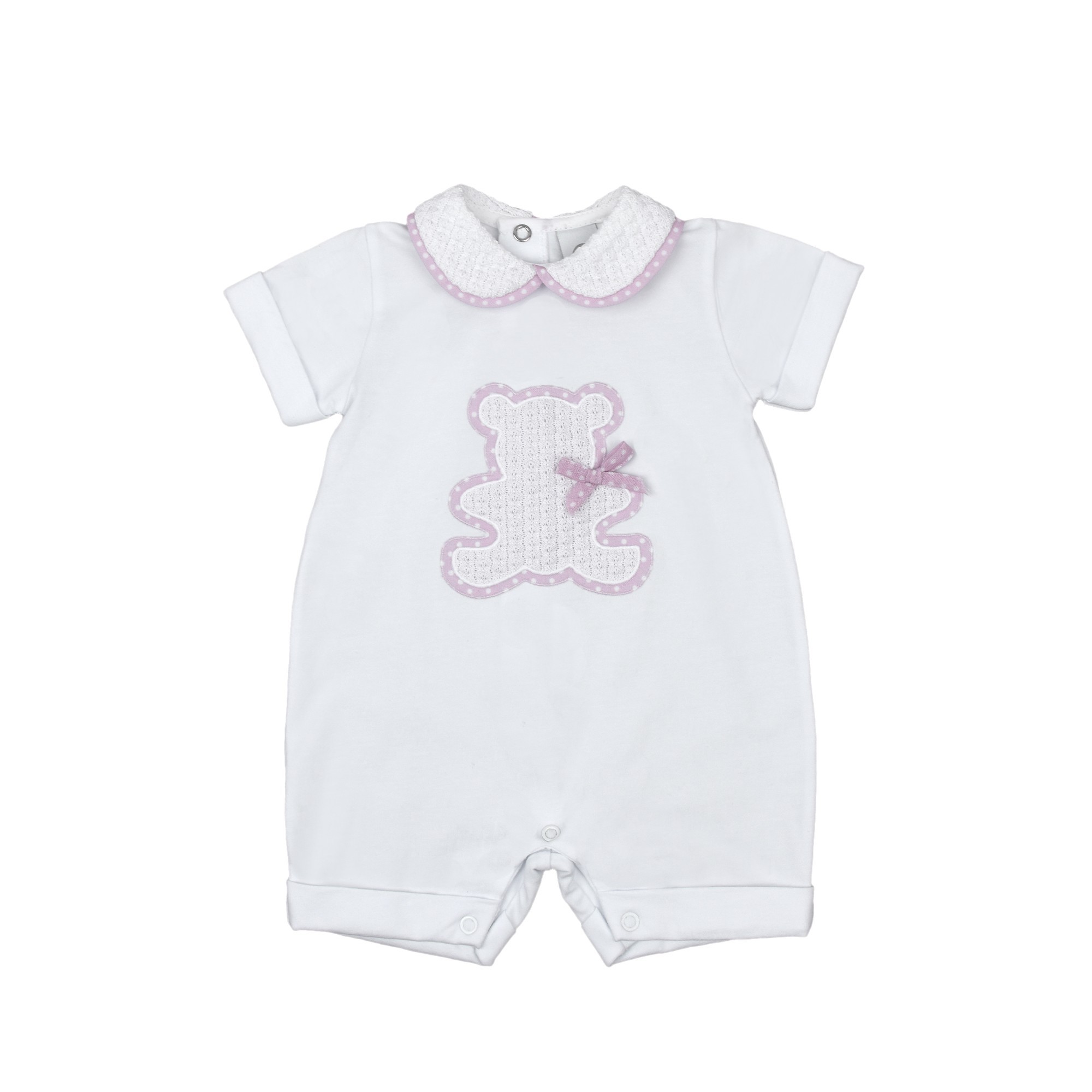 MARLU' Tutina bianca e marsala con orsetto neonata