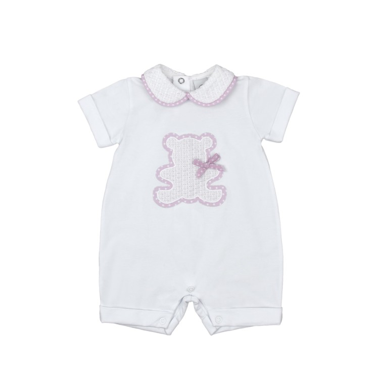 MARLU' Tutina bianca e marsala con orsetto neonata
