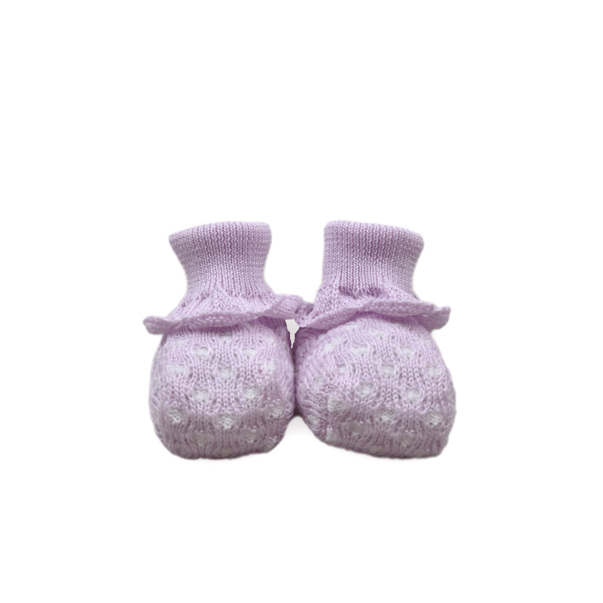 MARLU' Scarpine bianche e lavanda in filo neonata
