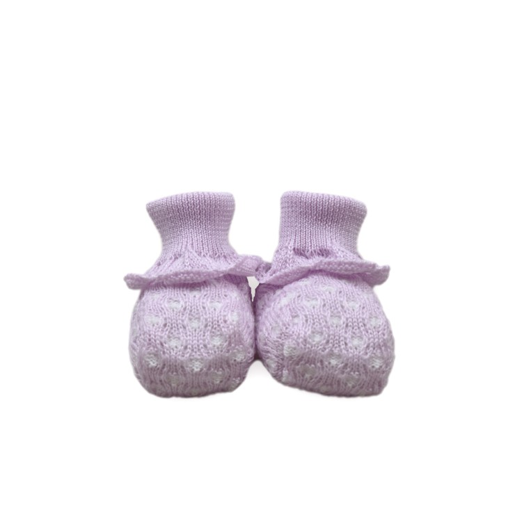 MARLU' Scarpine bianche e lavanda in filo neonata