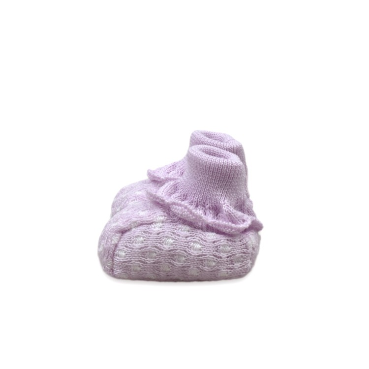 MARLU' Scarpine bianche e lavanda in filo neonata