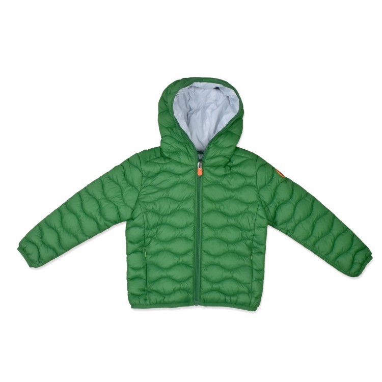 SAVE THE DUCK Piumino verde in nylon trapuntato ad onde bambino