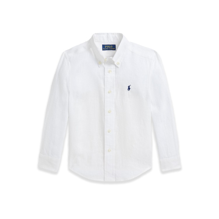 RALPH LAUREN Camicia bianca in lino bambino