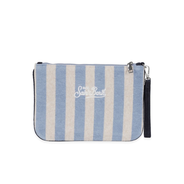 SAINT BARTH Pochette in spugna a righe celesti bambina