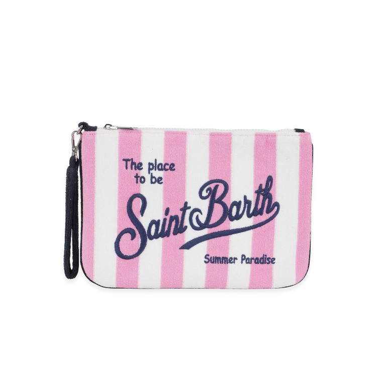 SAINT BARTH Pochette in spugna a righe rosa bambina