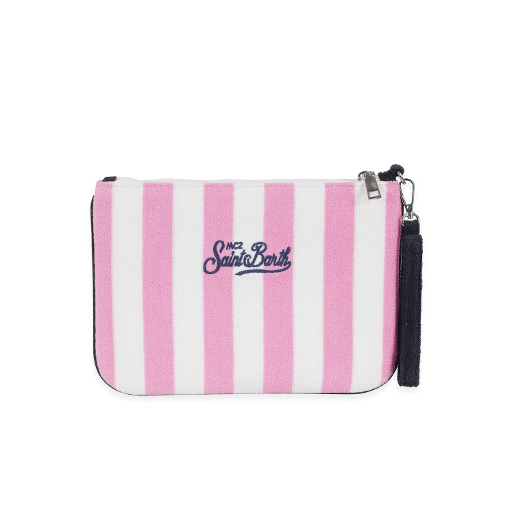 SAINT BARTH Pochette in spugna a righe rosa bambina