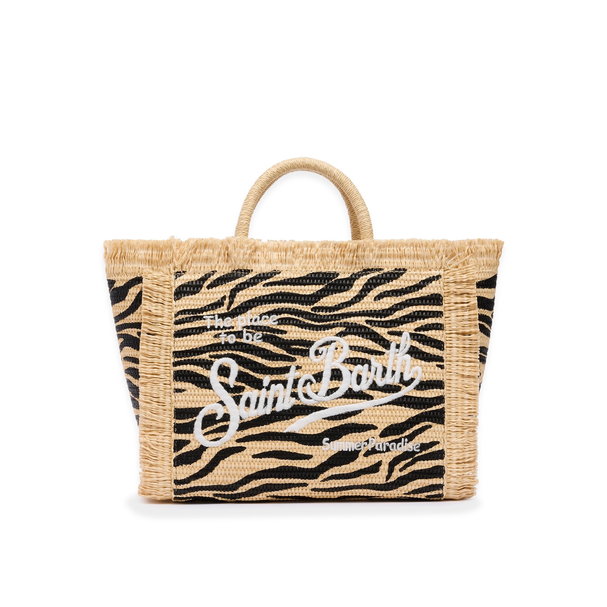 SAINT BARTH Borsa Colette in rafia zebrata bambina