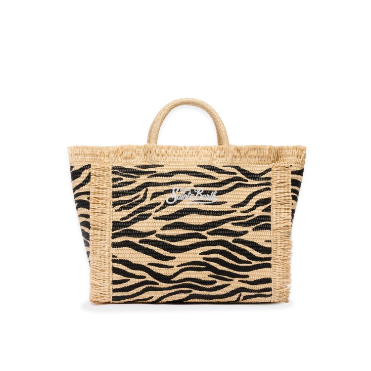 SAINT BARTH Borsa Colette in rafia zebrata bambina
