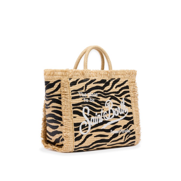 SAINT BARTH Borsa Colette in rafia zebrata bambina