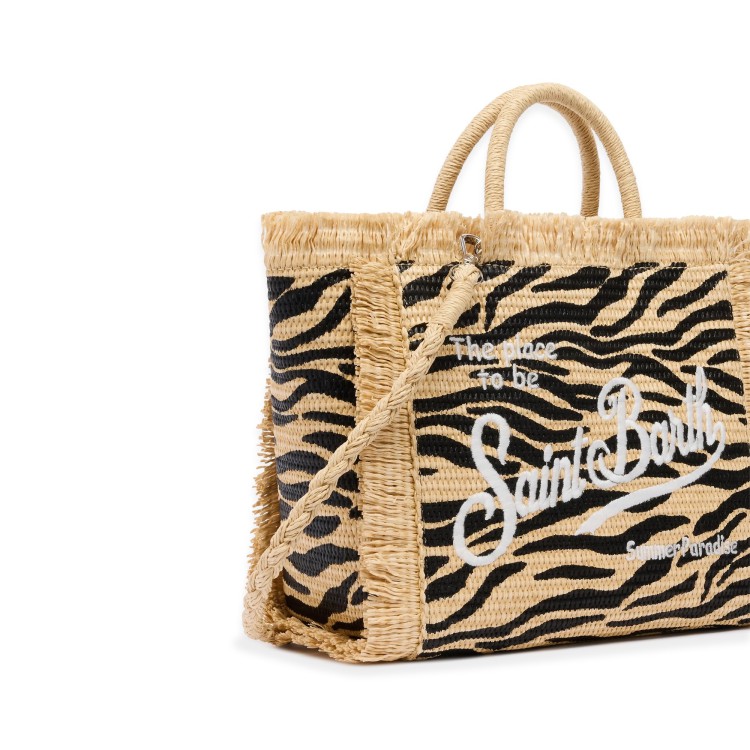 SAINT BARTH Borsa Colette in rafia zebrata bambina