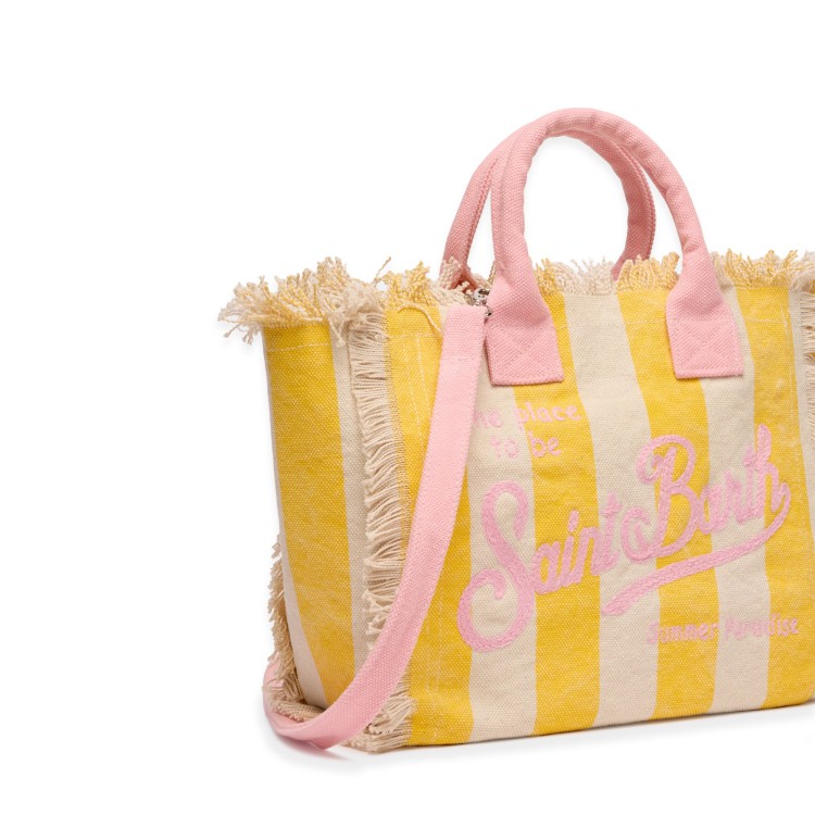 SAINT BARTH Borsa Colette gialla e rosa a righe bambina