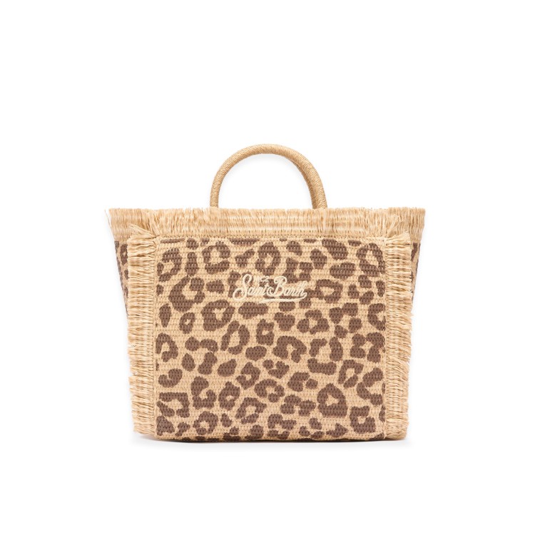 SAINT BARTH Borsa Colette in rafia leopardata bambina