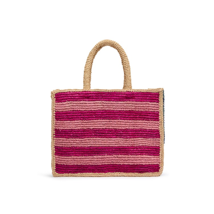 SAINT BARTH Borsa Colette in rafia a righe rosa bambina