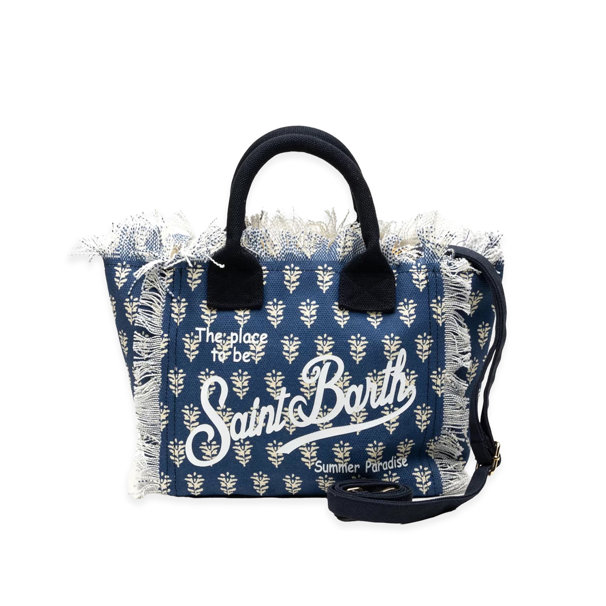 SAINT BARTH Borsa Colette blu con fiori bambina