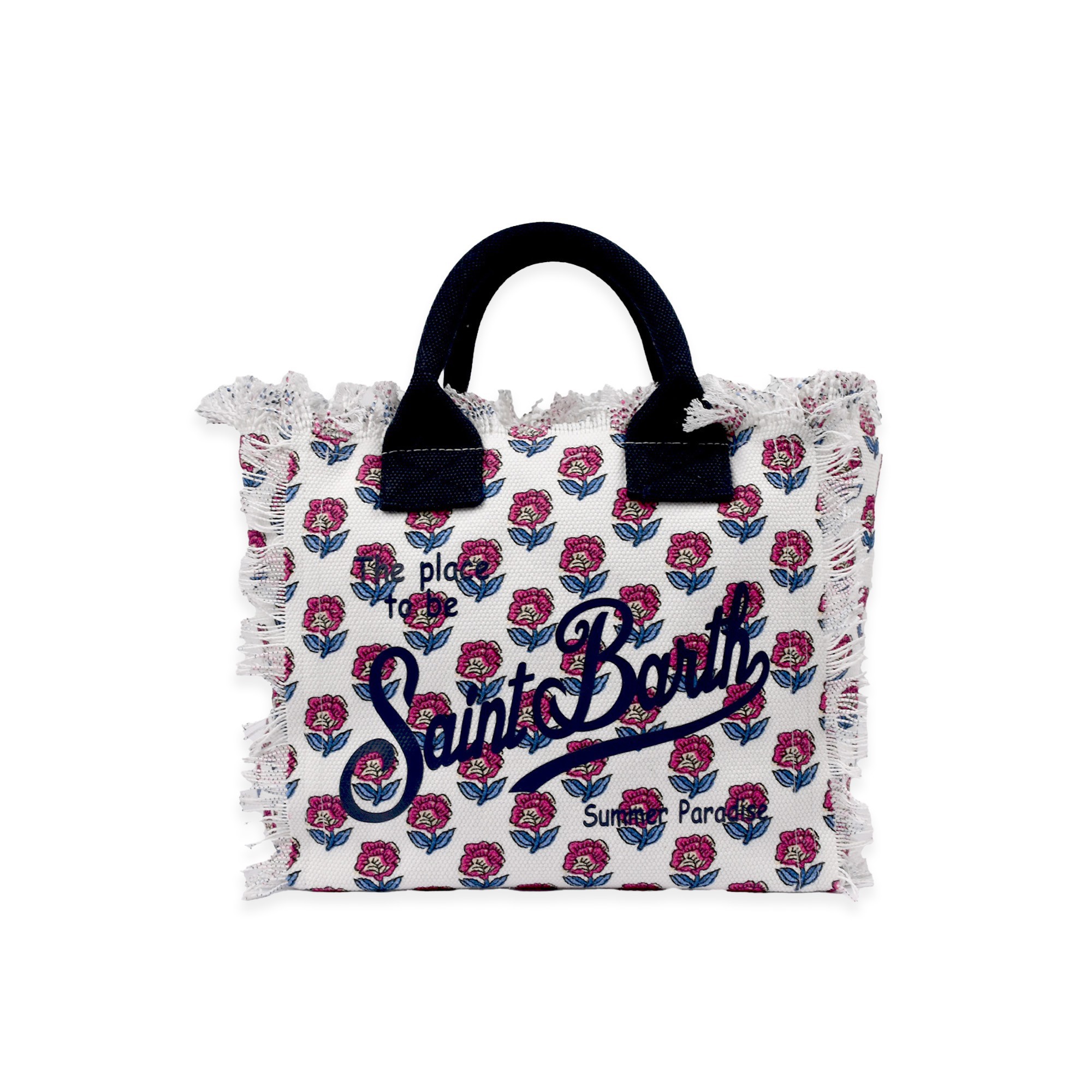SAINT BARTH Borsa Colette bianca con fiori rosa bambina