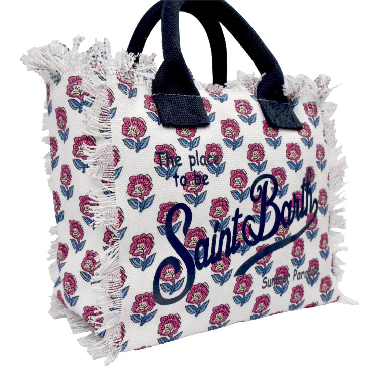SAINT BARTH Borsa Colette bianca con fiori rosa bambina