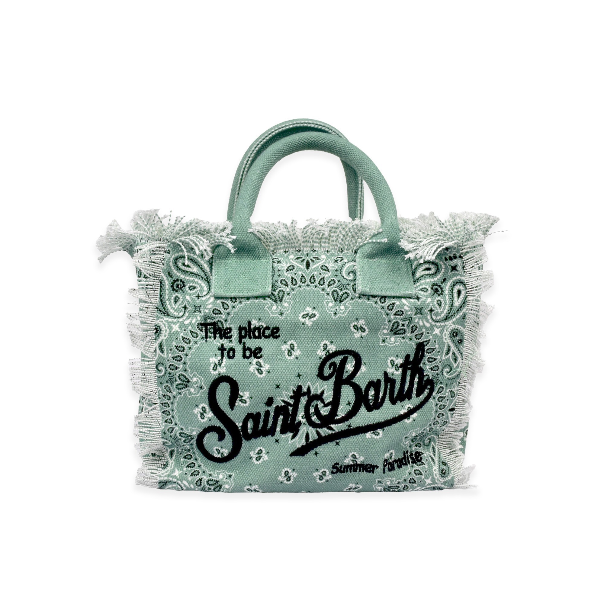 SAINT BARTH Borsa Colette verde con motivo bandana bambina