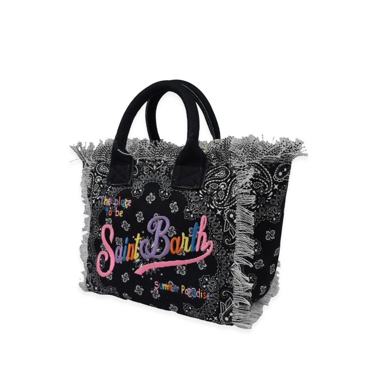 SAINT BARTH Borsa Colette nera bandana con logo arcobaleno bambina