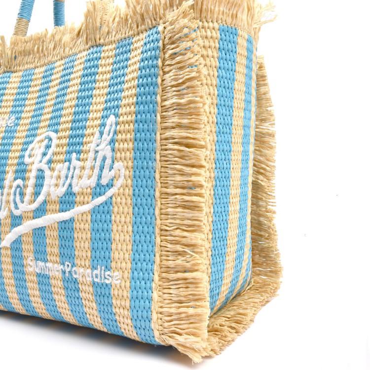 SAINT BARTH Borsa Colette in rafia righe celesti bambina