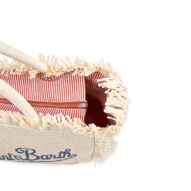 SAINT BARTH Borsa Colette in rafia chiara con dettagli blu bambina