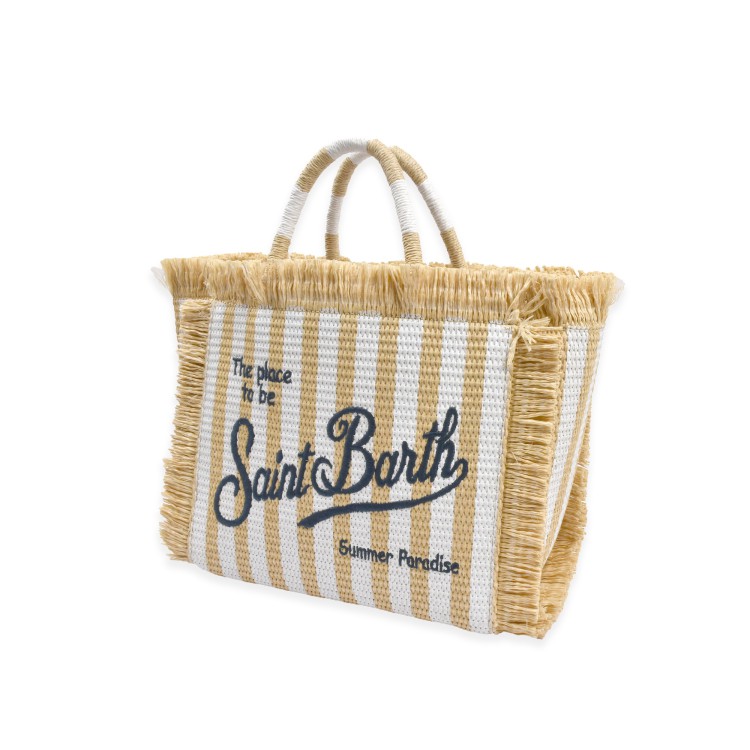 SAINT BARTH Borsa Colette in rafia righe bianche bambina