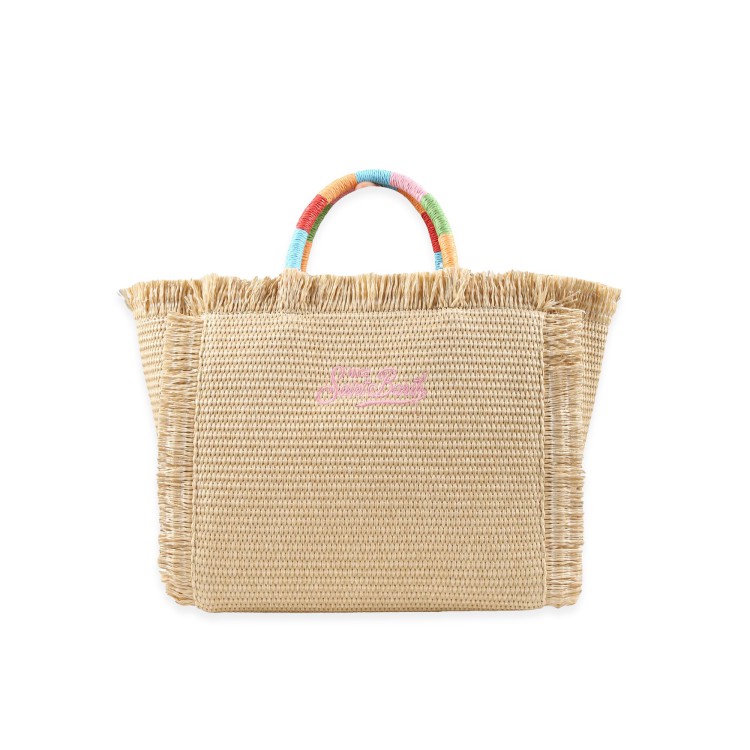 SAINT BARTH Borsa Colette in rafia con ricami multicolore bambina