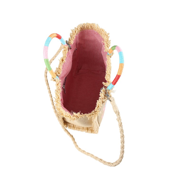 SAINT BARTH Borsa Colette in rafia con ricami multicolore bambina