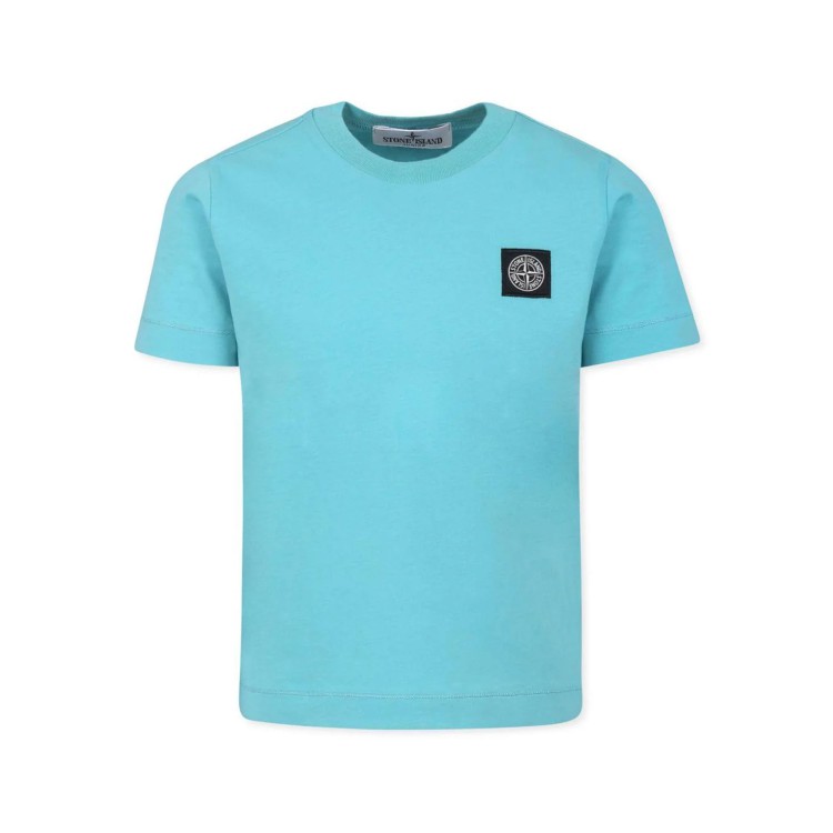 STONE ISLAND T-shirt turchese dettaglio compass bambini