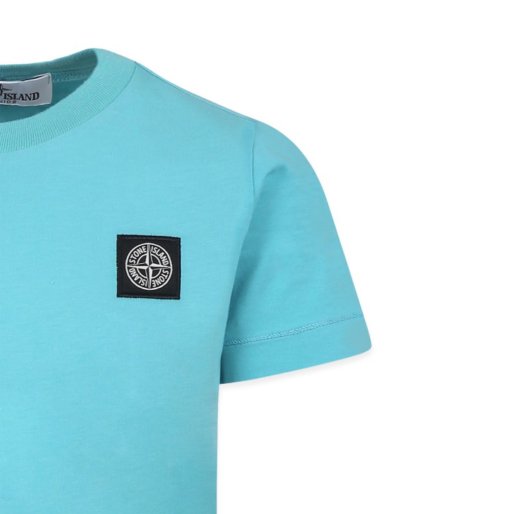 STONE ISLAND T-shirt turchese dettaglio compass bambini